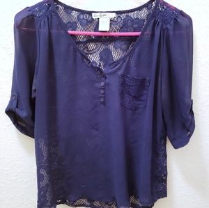 Sheer Navy Lace Blouse